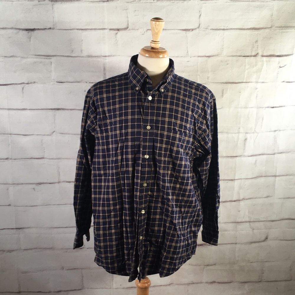 ORVIS Long Sleeve Button Down Shirt in Blue and Cream Plaid